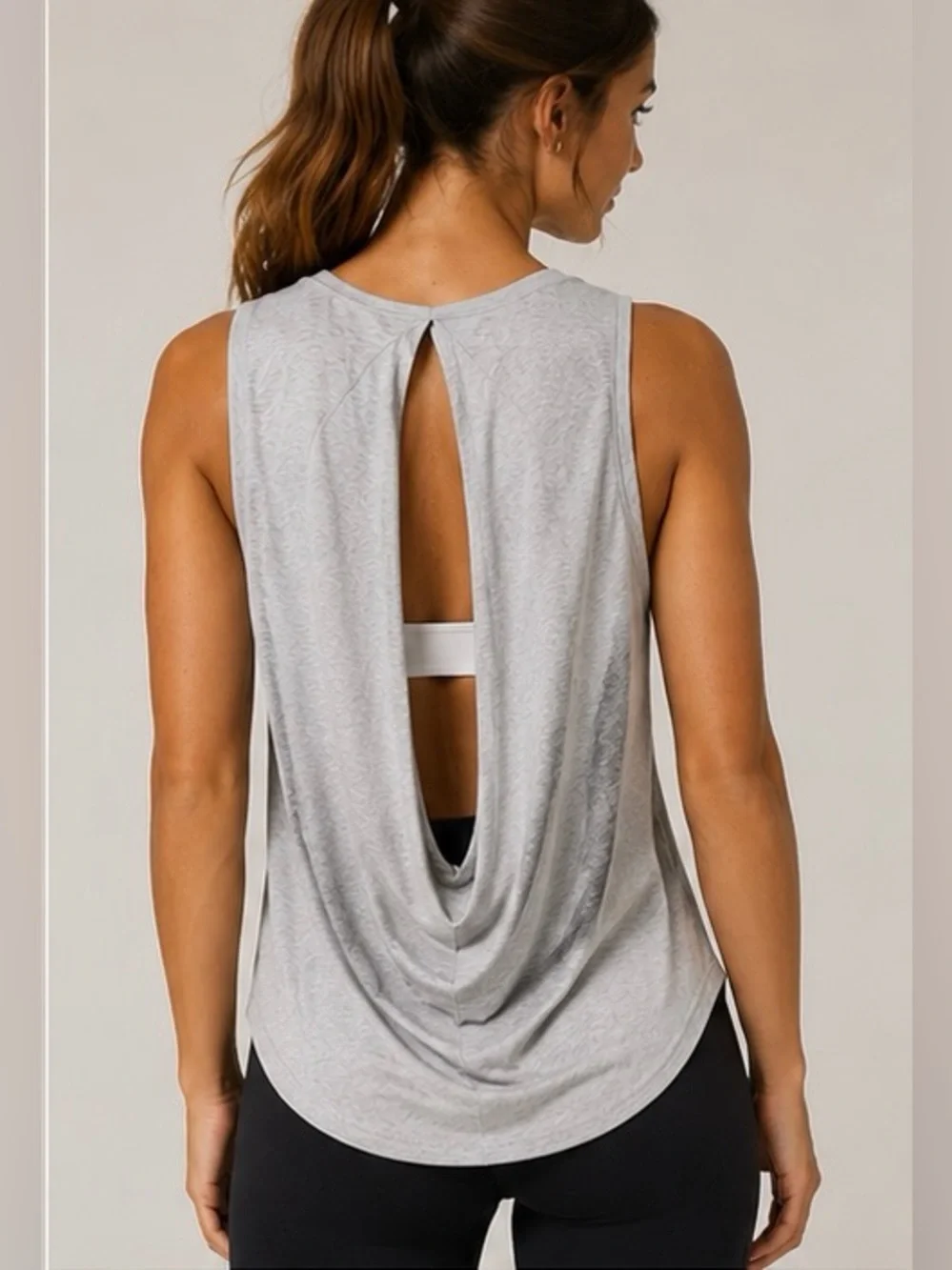 Lululemon Light Gray Draped Back Athletic Tank Top